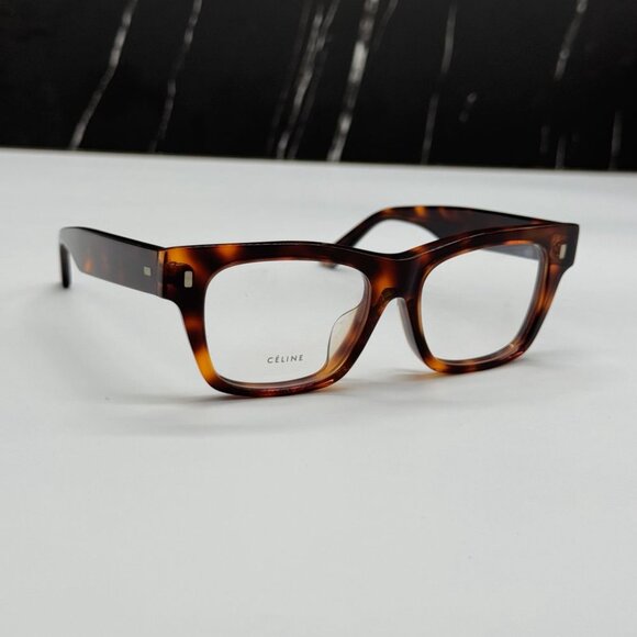 NEW CELINE CL50011F 054 BROWN HAVANA SQUARE WOMEN CELINE EYEGLASSES - Picture 5 of 10